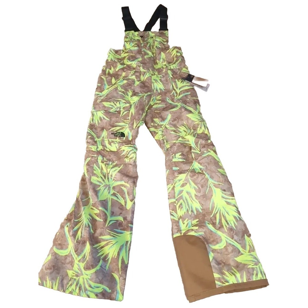 The North Face Freedom Insulated Bib Overall Womens XS Yellow Brown Camo $220
